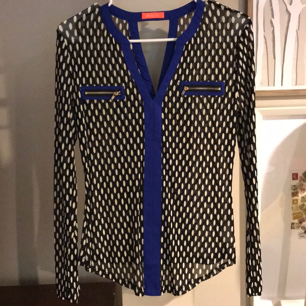 Sheer top with zipper accents